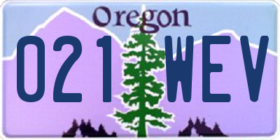 OR license plate 021WEV