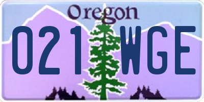 OR license plate 021WGE