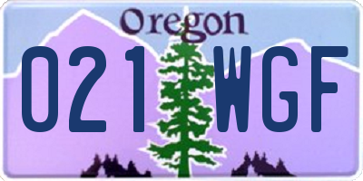 OR license plate 021WGF