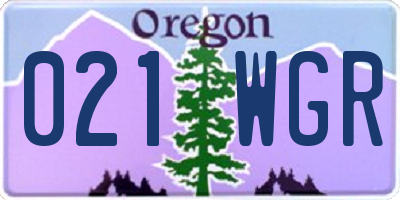 OR license plate 021WGR