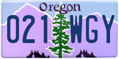 OR license plate 021WGY