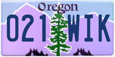 OR license plate 021WIK