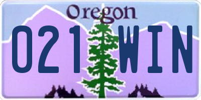 OR license plate 021WIN