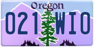 OR license plate 021WIO