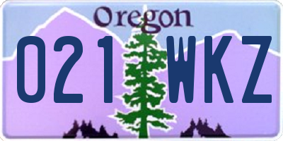 OR license plate 021WKZ