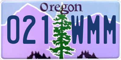OR license plate 021WMM
