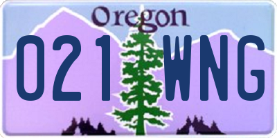 OR license plate 021WNG
