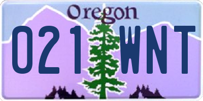 OR license plate 021WNT