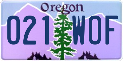 OR license plate 021WOF