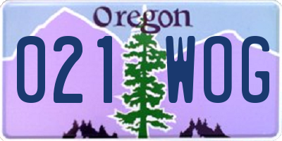OR license plate 021WOG