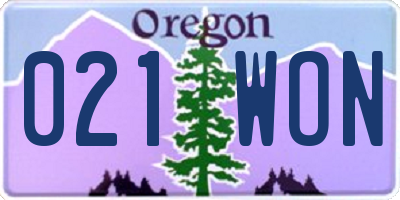 OR license plate 021WON