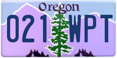 OR license plate 021WPT