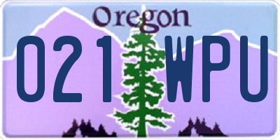 OR license plate 021WPU