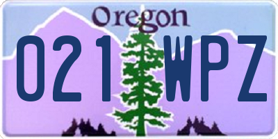 OR license plate 021WPZ