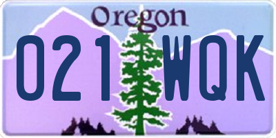 OR license plate 021WQK