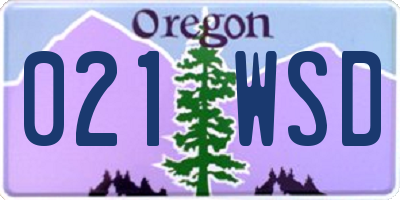 OR license plate 021WSD