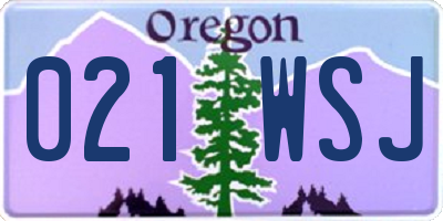OR license plate 021WSJ