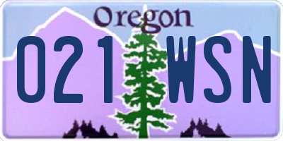 OR license plate 021WSN