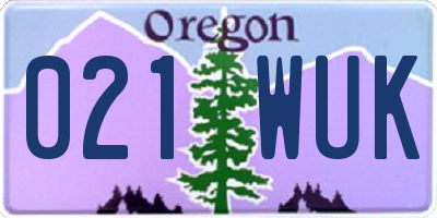 OR license plate 021WUK