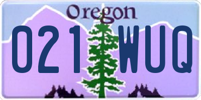 OR license plate 021WUQ