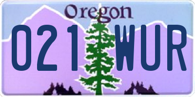 OR license plate 021WUR