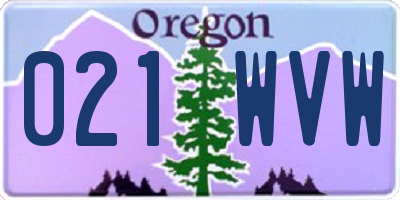 OR license plate 021WVW