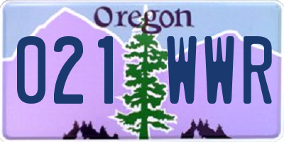 OR license plate 021WWR
