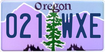 OR license plate 021WXE