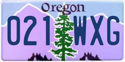 OR license plate 021WXG