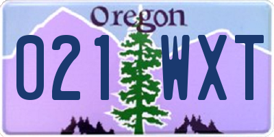 OR license plate 021WXT