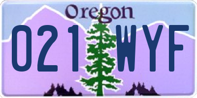 OR license plate 021WYF