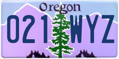 OR license plate 021WYZ