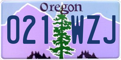 OR license plate 021WZJ