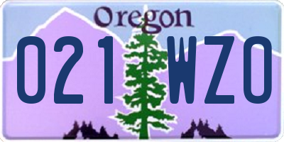 OR license plate 021WZO