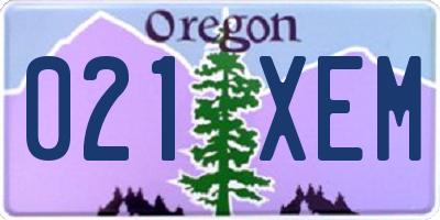 OR license plate 021XEM