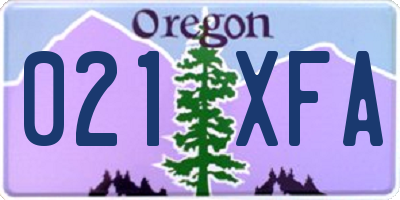 OR license plate 021XFA