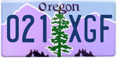 OR license plate 021XGF