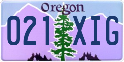OR license plate 021XIG