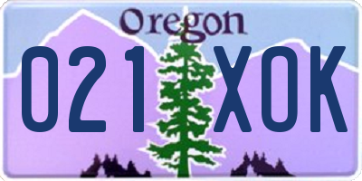OR license plate 021XOK