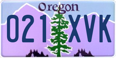 OR license plate 021XVK