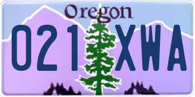 OR license plate 021XWA