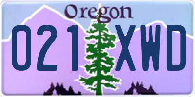 OR license plate 021XWD