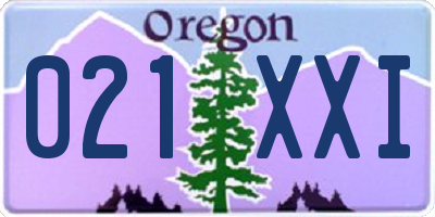OR license plate 021XXI