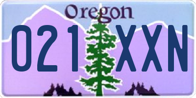 OR license plate 021XXN