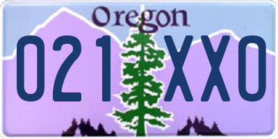 OR license plate 021XXO