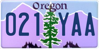 OR license plate 021YAA