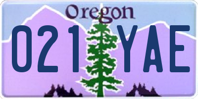 OR license plate 021YAE