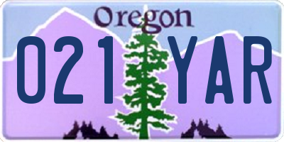 OR license plate 021YAR