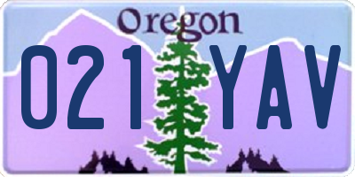OR license plate 021YAV