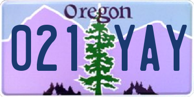 OR license plate 021YAY